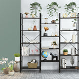 Vintage Triple Wide 5-Tier Bookcase Large Bookshelf Display Storage Shelf-Black
