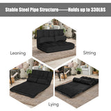 6-Position Foldable Floor Sofa Bed with Detachable Cloth Cover-Black