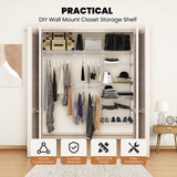 Adjustable Closet Organizer Kit with Shelves and Hanging Rods for 4 to 6 Feet-Gray