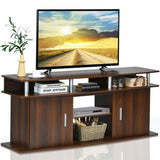 63 Inch TV Entertainment Console Center with 2 Cabinets-Walnut