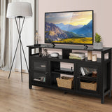 58 Inch TV Stand Entertainment Console Center with 2 Cabinets-Black