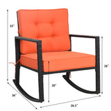 Patio Rattan Rocker Outdoor Glider Rocking Chair Cushion Lawn-Orange