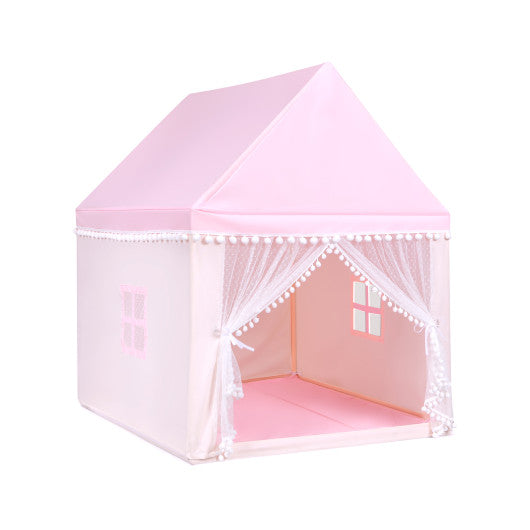 Kids Play Tent Large Playhouse Children Play Castle Fairy Tent Gift with Mat-Pink