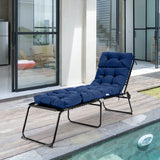 Outdoor Lounge Chaise Cushion with String Ties for Garden Poolside-Navy