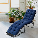 Outdoor Lounge Chaise Cushion with String Ties for Garden Poolside-Navy