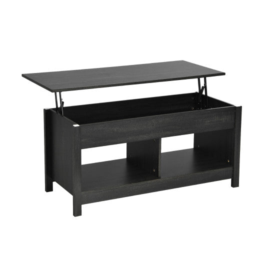 Lift Top Coffee Table with Hidden Storage Compartment and Lower Shelf for Study Room-Black