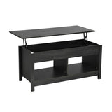 Lift Top Coffee Table with Hidden Storage Compartment and Lower Shelf for Study Room-Black
