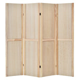 4-Panel Pegboard Display 5 Feet Tall Folding Privacy Screen for Craft Display Organized-Natural