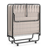Rollaway Guest Bed with Sturdy Steel Frame and Memory Foam Mattress Made in Italy-Beige