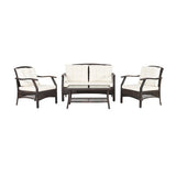 4 Pieces Outdoor Rattan Conversation Set with Protective Cover