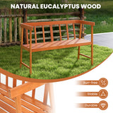 Outdoor Eucalyptus Wood Bench with Backrest and Armrests