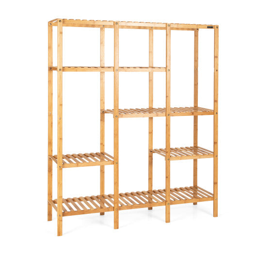 Multifunctional Bamboo Shelf Storage Organizer Rack