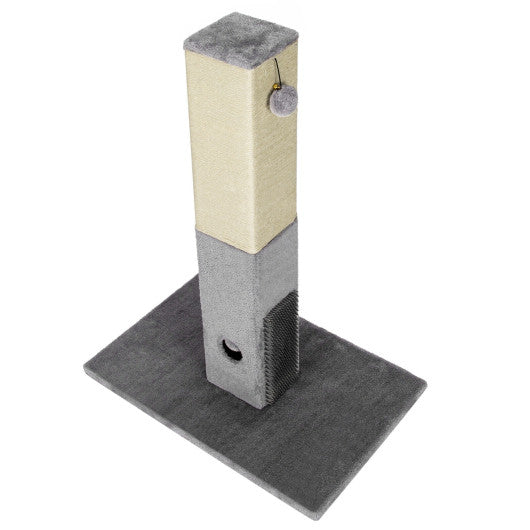 31 inch Tall Cat Scratching Post Claw Scratcher with Sisal Rope and 2 plush Ball-Gray