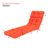 Outdoor Lounge Chaise Cushion with String Ties for Garden Poolside-Orange