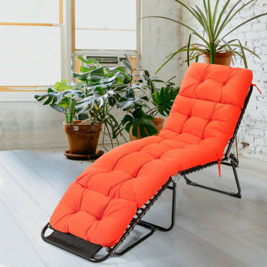 Outdoor Lounge Chaise Cushion with String Ties for Garden Poolside-Orange