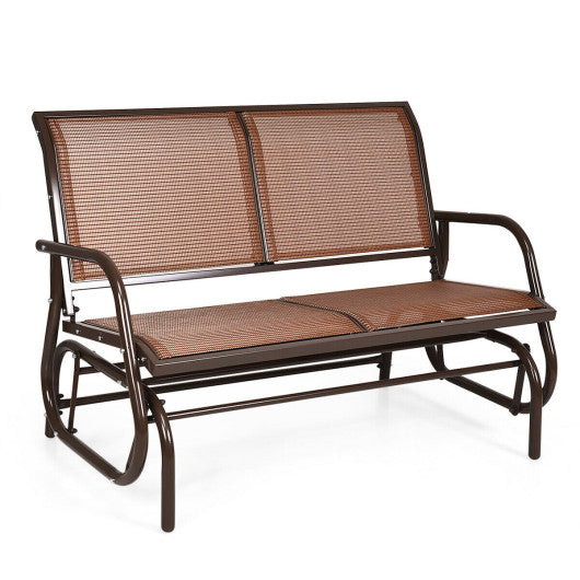 Swing Glider Chair 48 Inch Loveseat Rocker Lounge Backyard-Brown