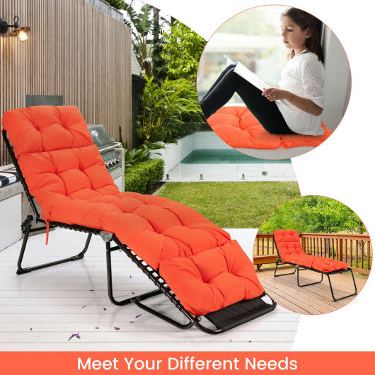 Outdoor Lounge Chaise Cushion with String Ties for Garden Poolside-Orange