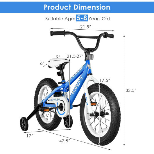 16 Inch Kids Bike Bicycle with Training Wheels for 5-8 Years Old Kids-Blue