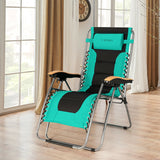 Oversize Folding Adjustable Padded Zero Gravity Lounge Chair-Turquoise