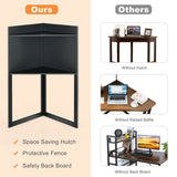 Corner Computer Desk with Hutch and Storage Shelves-Black