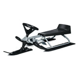 Kids Snow Sled with Steering Wheel and Double Brakes-Black