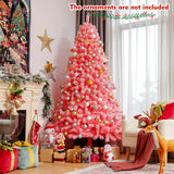 Pink Christmas Tree with Snow Flocked PVC Tips and Metal Stand-7.5 ft