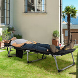 4-Fold Oversize Padded Folding Lounge Chair with Removable Soft Mattress-Black