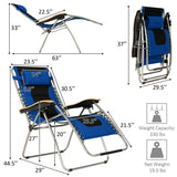 Oversize Folding Adjustable Padded Zero Gravity Lounge Chair-Blue