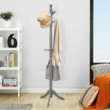 Entryway Height Adjustable Coat Stand with 9 Hooks-Gray