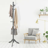 Entryway Height Adjustable Coat Stand with 9 Hooks-Gray