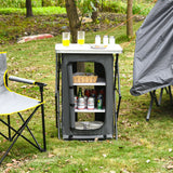 Folding Camping Storage Cabinet with 3 Shelves and Carry Bag-M