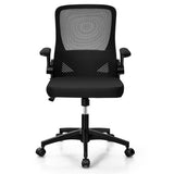 Swivel Mesh Office Chair with Foldable Backrest and Flip-Up Arms-Black