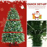 Pre-Lit Snowy Christmas Hinged Tree with Flash Modes and Multi-Color Lights-5 ft