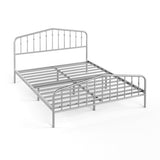 Queen Size Metal Bed Frame Platform Headboard and Footboard with Storage-Silver