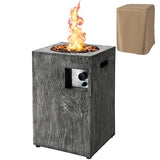 16 Feet Square Outdoor Propane Fire Pit with Lava Rocks Waterproof Cover 30000 BTU-Gray