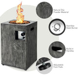 16 Feet Square Outdoor Propane Fire Pit with Lava Rocks Waterproof Cover 30000 BTU-Gray