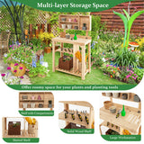 Garden Wooden Potting Table Workstation with Storage Shelf