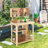 Garden Wooden Potting Table Workstation with Storage Shelf