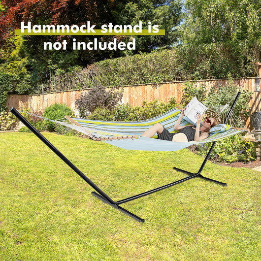 Patio Hammock Foldable Portable Swing Chair Bed with Detachable Pillow-Blue