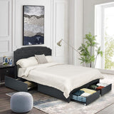 Platform Bed Frame with 4 Storage Drawers and Adjustable Headboard-Queen Size