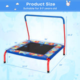 36 Inch Kids Indoor Outdoor Square Trampoline with Foamed Handrail-Blue