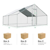 13 x 13 Feet Walk-in Chicken Coop with Waterproof Cover for Outdoor Backyard Farm