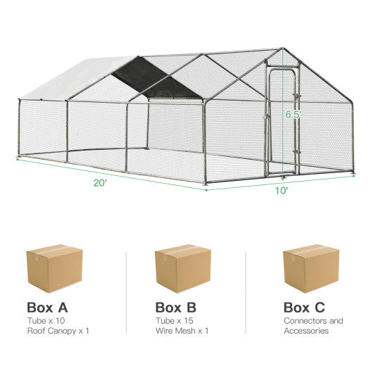 Large Walk in Shade Cage Chicken Coop with Roof Cover-20'