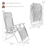 2 Pieces Folding Lounge Chair with Zero Gravity-Brown