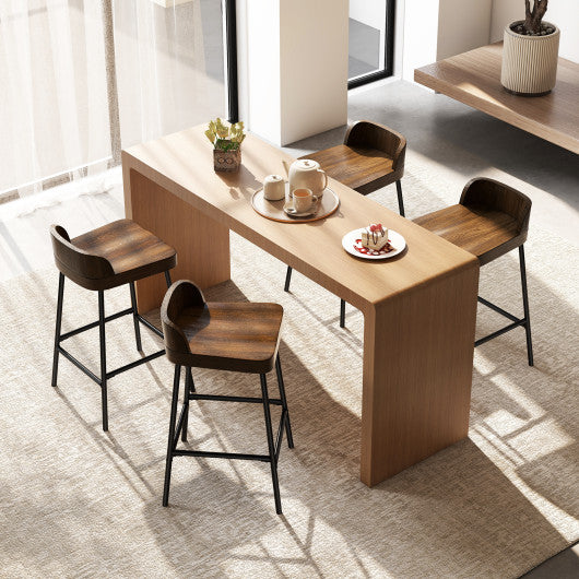 Industrial 24.5 Inches Bar Stool with Backrest and Saddle Seat-Rustic Brown