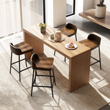 Industrial 24.5 Inches Bar Stool with Backrest and Saddle Seat-Rustic Brown