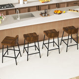 Industrial 24.5 Inches Bar Stool with Backrest and Saddle Seat-Rustic Brown
