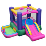 Inflatable Bounce House with Slide Splash Pool and Ring Tossing Games without Blower