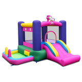 Inflatable Bounce House with Slide Splash Pool and Ring Tossing Games without Blower