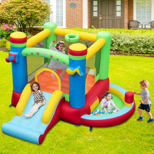 Inflatable Bounce House Kids Music-Themed Castle Sound Interaction Inflatable Bouncer without Blower